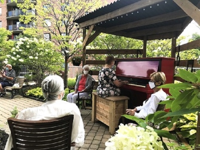 Residents of Cogir Retirement Home’s Domaine des Forges 1 and 3 in Laval Are Delighted With Their Red Piano